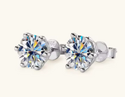 925 Silver 6.5MM 1CT Moissanite Stud Diamond Earrings