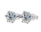 925 Silver 8MM 2CT Moissanite Stud Diamond Earrings
