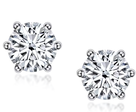925 Silver 6.5MM 1CT Moissanite Stud Diamond Earrings