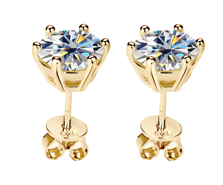925 Silver 5MM 0.5CT Moissanite Stud Diamond Earrings
