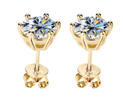 925 Silver 8MM 2CT Moissanite Stud Diamond Earrings