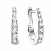 925 Silver 2MM 0.21CT Moissanite diamond hoop clip Earrings