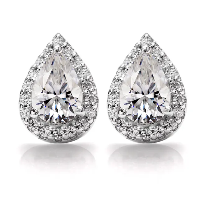 925 Silver 5MM 0.5CT Moissanite Diamond Pear Earrings