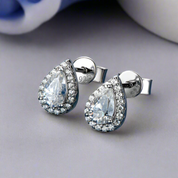 925 Silver 5MM 0.5CT Moissanite Diamond Pear Earrings