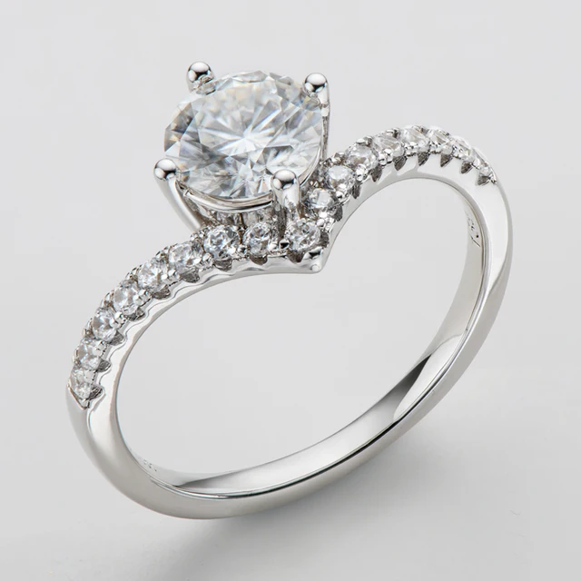Elegant 925 Silver 1ct Moissanite Diamond Ring – 6.5mm Sparkle