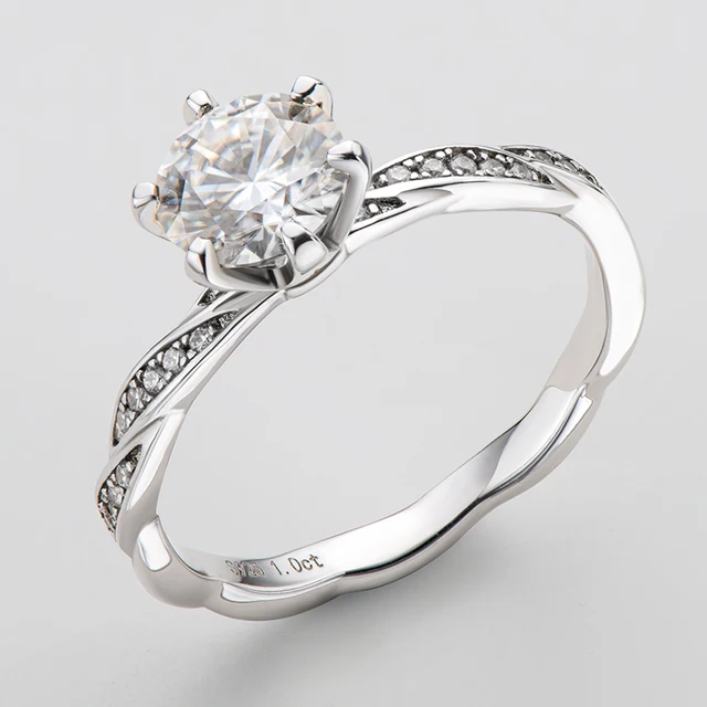 925 Silver 1ct 6.5mm Moissanite Diamond Ring: Elegant & Timeless