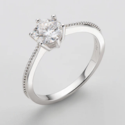Elegant 925 Silver 1ct 6.5mm Moissanite Diamond Ring