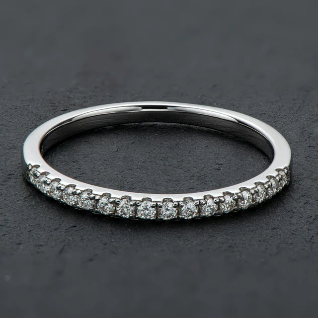 925 Silver 1.5mm Moissanite Diamond Ring