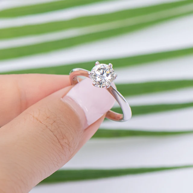925 Silver 0.5ct 5mm Moissanite Diamond Ring