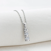 0.5mm 3 stone Moissanite Diamond Pendant Silver Necklace