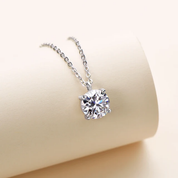 2Ct 8mm Moissanite Diamond Pendant Silver Necklace