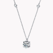 2Ct 8mm Moissanite Diamond Pendant Silver Necklace