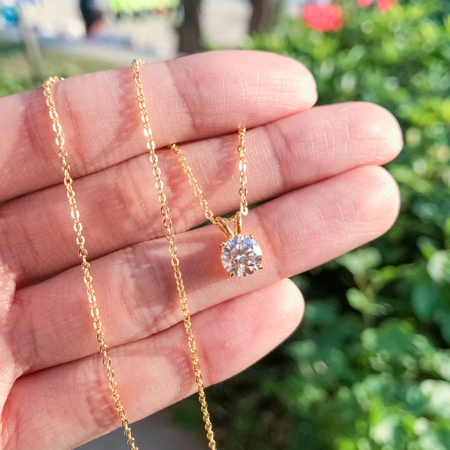 1Ct 6.5mm Moissanite Diamond Pendant Necklace