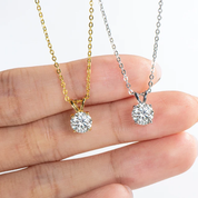 1Ct 6.5mm Moissanite Diamond Pendant Necklace