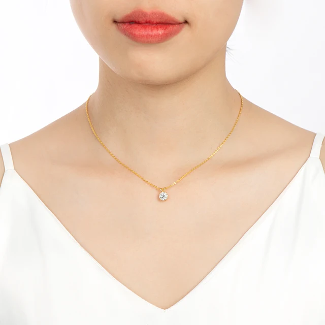 1Ct 6.5mm Moissanite Diamond Pendant Necklace