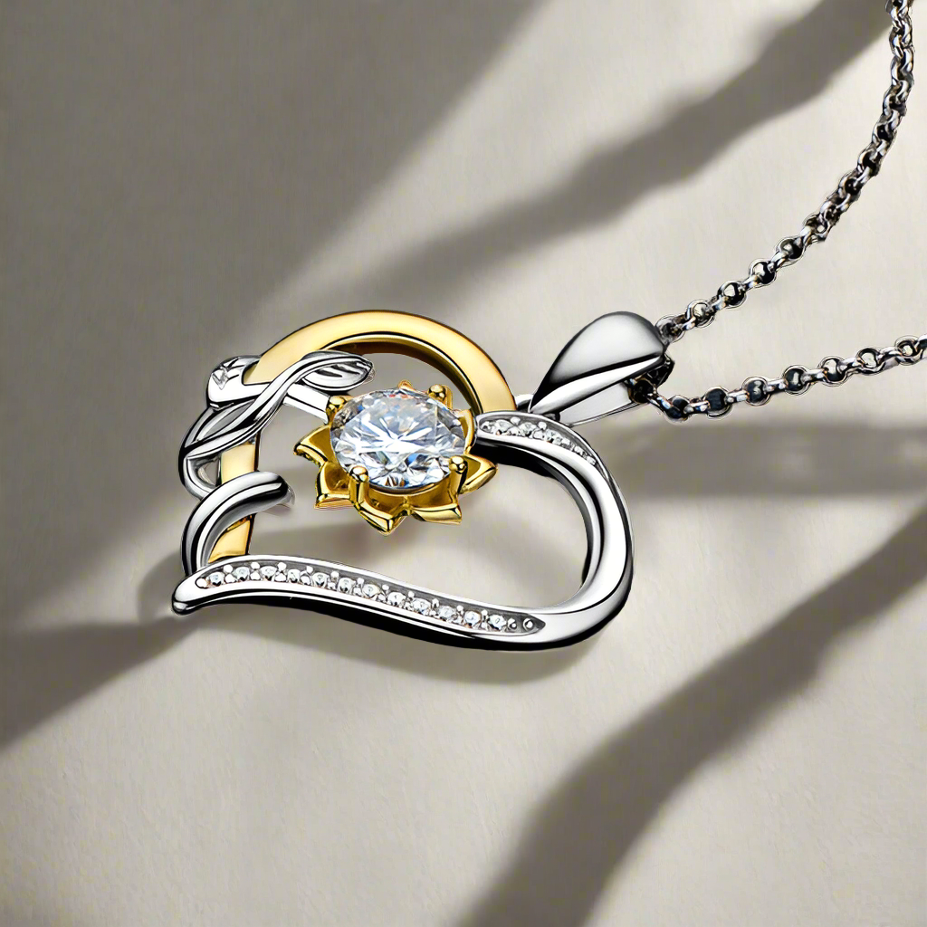 1Ct 6.5mm Heart Charm Moissanite Diamond Pendant Necklace