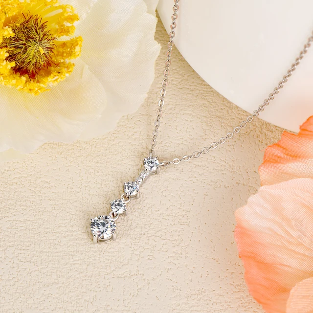 0.5Ct 5mm long Moissanite Pendant Necklace