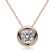 1Ct 6.5mm Moissanite Diamond Bezel Pendant Necklace