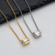 1Ct 6.5mm square Moissanite Diamond Pendant Necklace