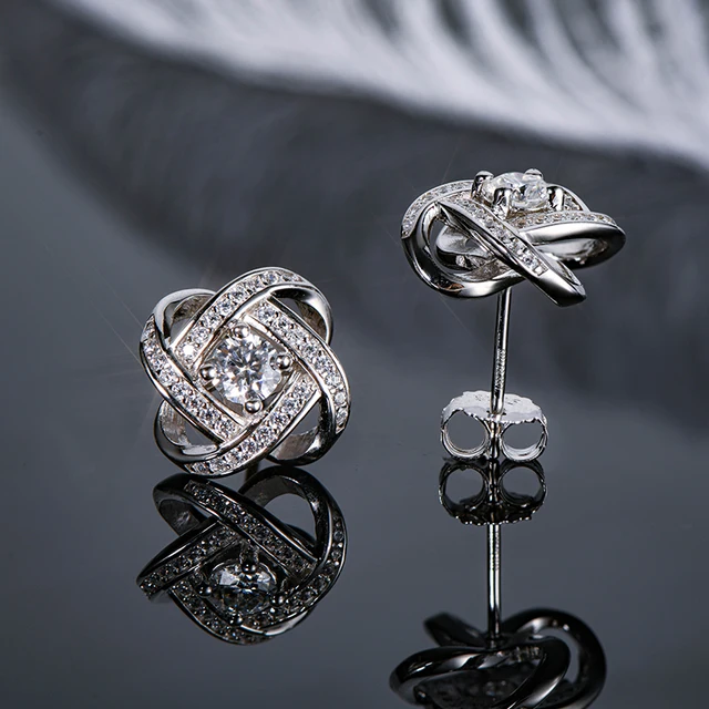 925 Silver Stud 4mm 0.3CT Moissanite Twist Earrings