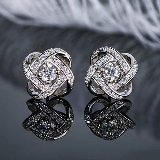 925 Silver Stud 4mm 0.3CT Moissanite Twist Earrings