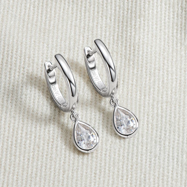 925 Silver Drop 4×6mm 0.5CT Moissanite Diamond Drop Earrings
