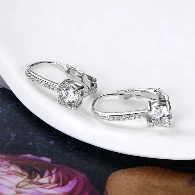 925 Silver 6.5MM 1CT Moissanite Diamond Stud Earrings