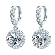925 Silver 8MM 2CT Moissanite Drop Diamond Earrings