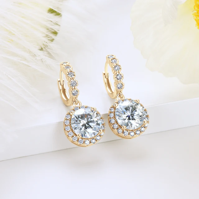 925 Silver 8MM 2CT Moissanite Drop Diamond Earrings
