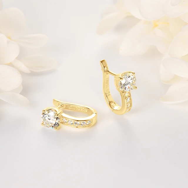925 Silver 6.5MM 1CT Moissanite Diamond hoop Earrings