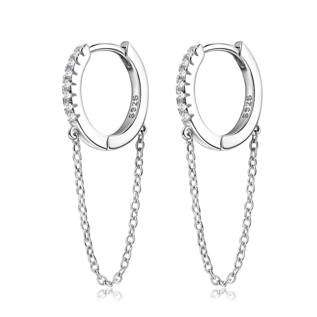 925 Silver 1.2mm 0.08CT Moissanite Daimond Drop Earrings
