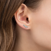 925 Silver 3mm 0.16CT Moissanite Diamond Climber Earrings