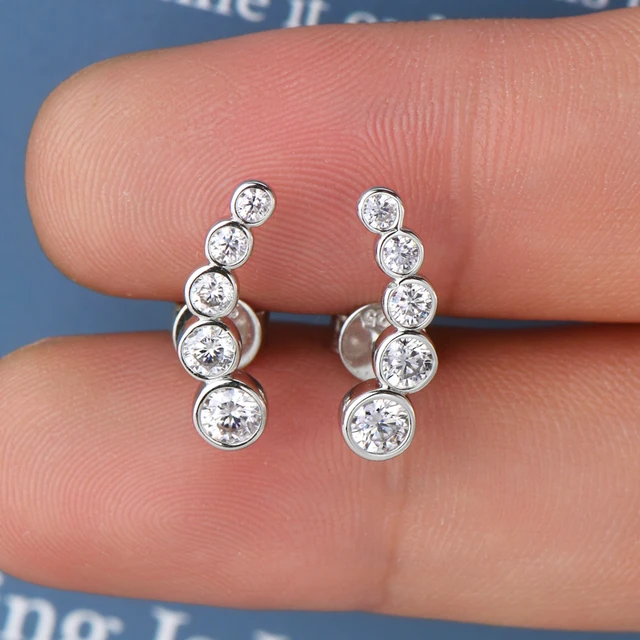 925 Silver 3.5mm 0.2CT Moissanite Diamond Climber Earrings