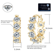 925 Silver 4mm 4.8CT Moissanite Diamond Hoop Earrings