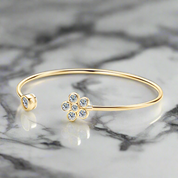 925 Silver Moissanite Flower Cuff Bracelet
