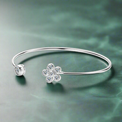 925 Silver Moissanite Flower Cuff Bracelet