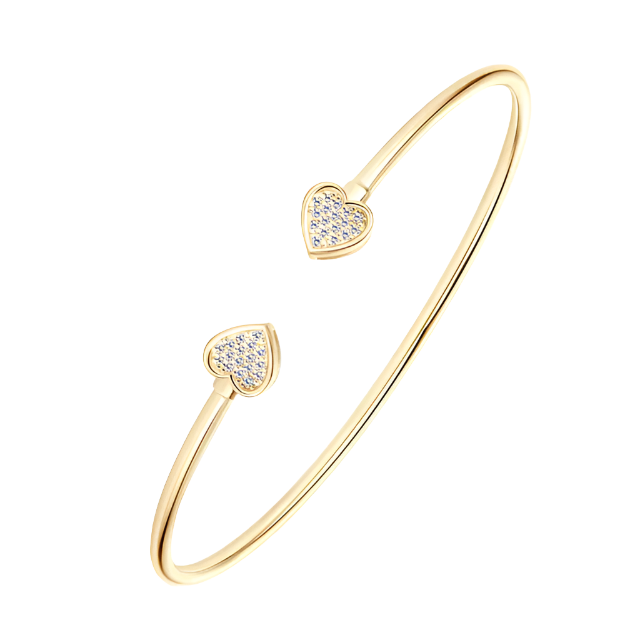 925 Silver Moissanite Heart Cuff Bracelet
