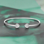 925 Silver Moissanite Heart Cuff Bracelet