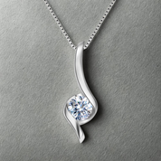 1Ct 6.5mm Charm Moissanite Diamond Pendant Necklace