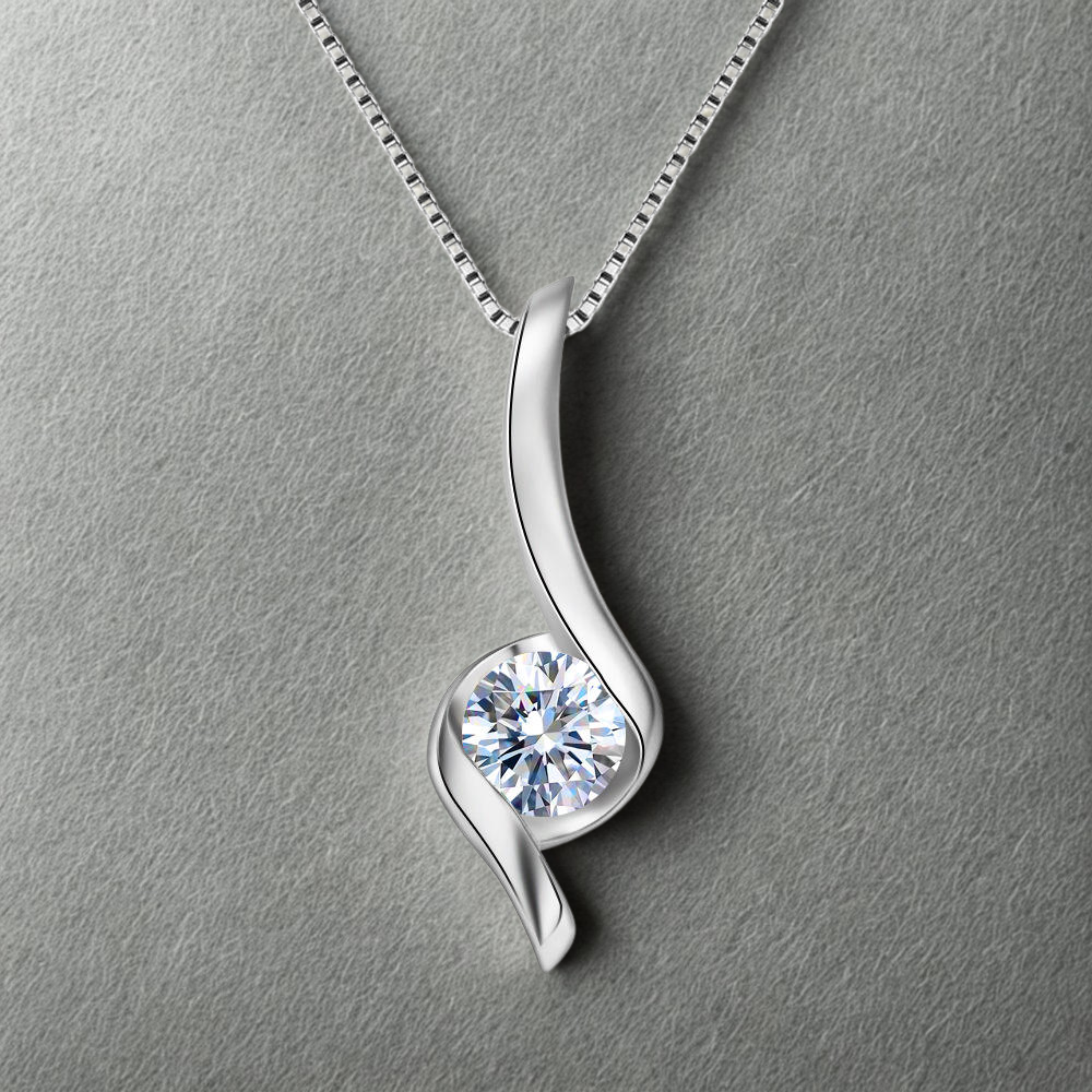 1Ct 6.5mm Charm Moissanite Diamond Pendant Necklace