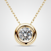 1Ct 6.5mm Moissanite Diamond Bezel Pendant Necklace