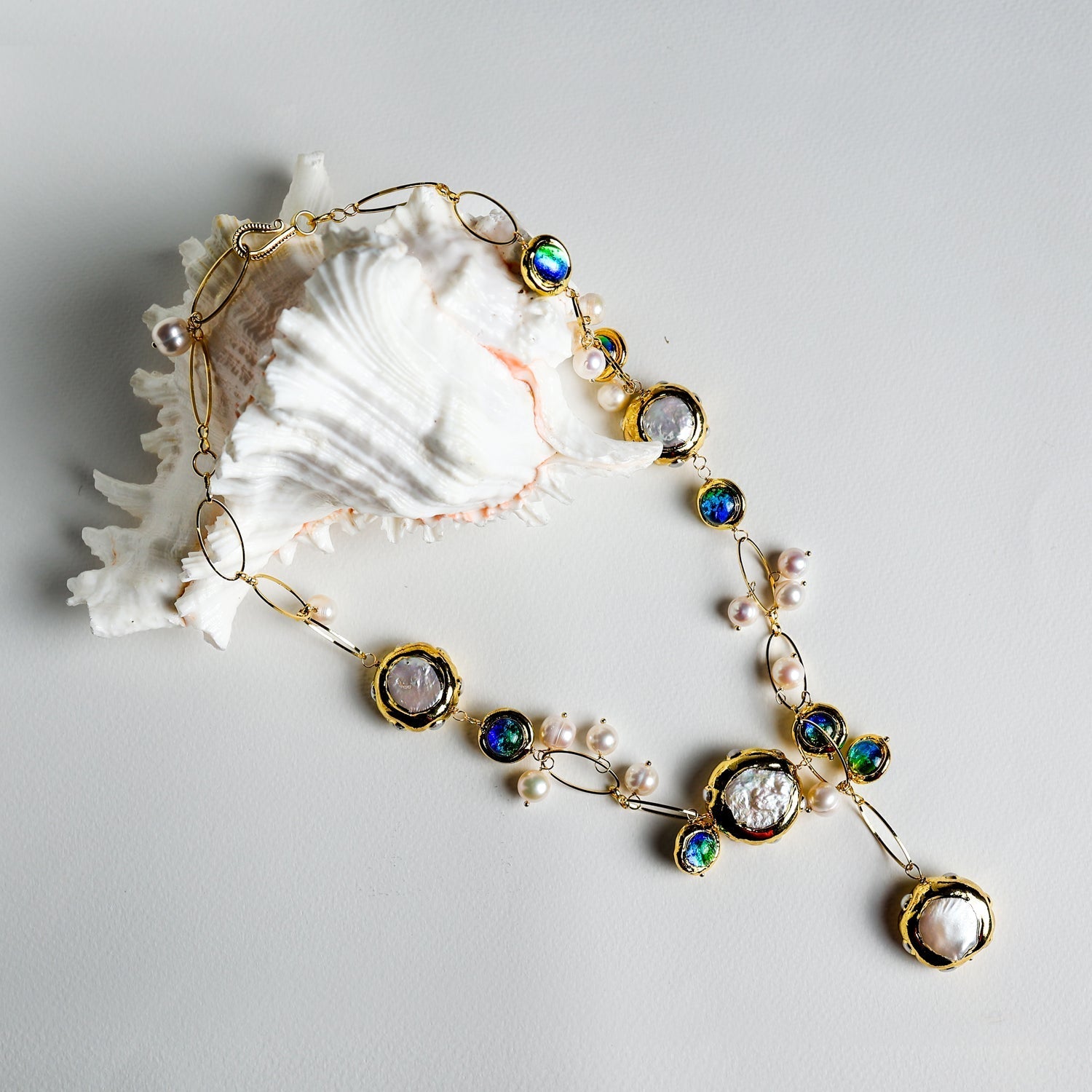 Natural Freshwater Pearl murano glass Necklace