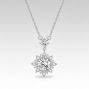 1ct Moissanite 925 Silver Halo Necklace