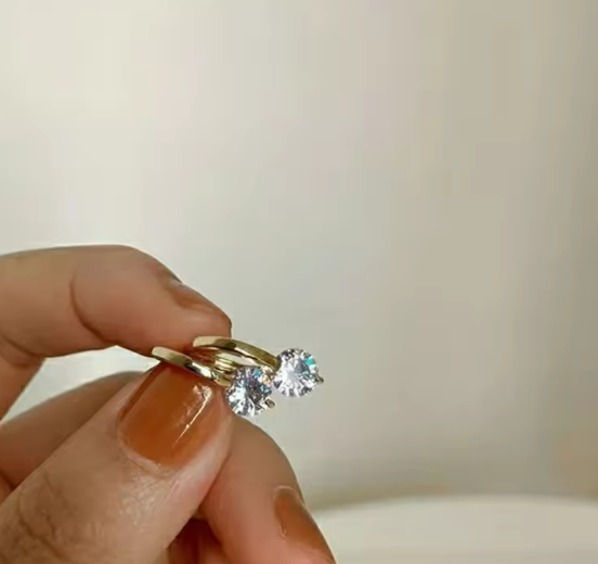 925 Silver 6.5MM 1CT Moissanite Diamond Hoop Earrings