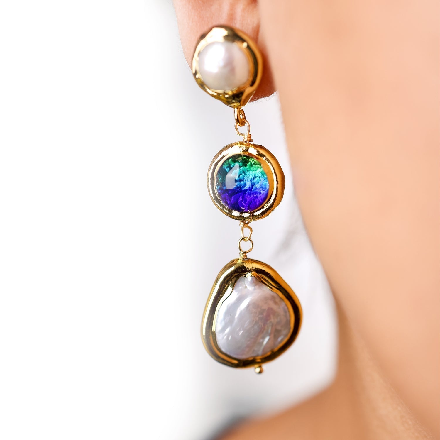 Natural Freshwater Pearl murano glass Necklace