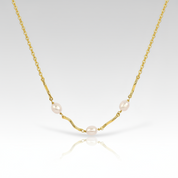 3 Natural White Rice Pearls Choker