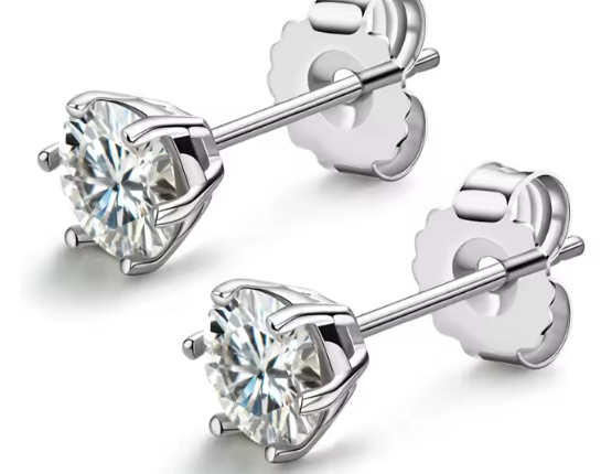 925 Silver 5MM 0.5CT Moissanite Stud Diamond Earrings