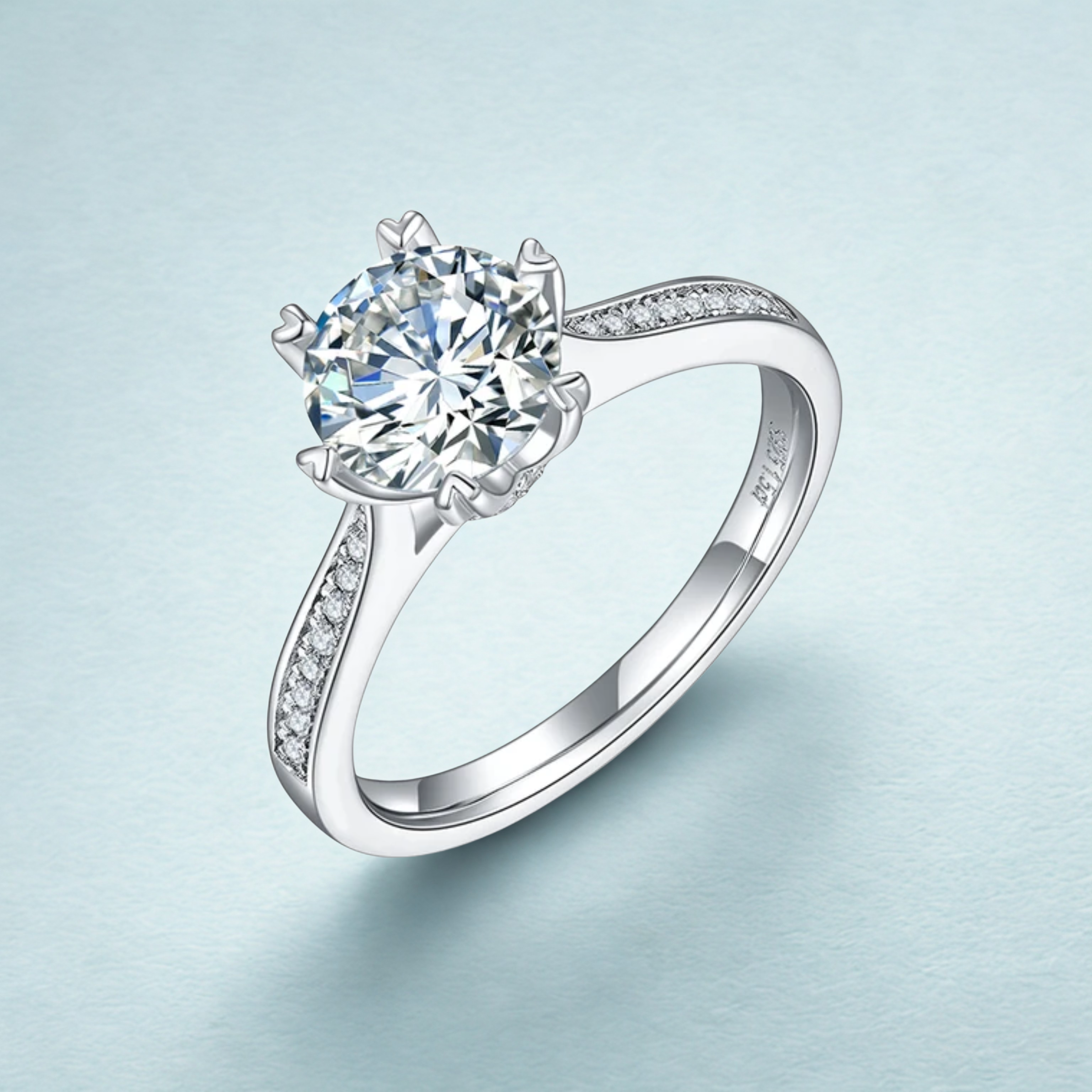 925 Silver 1.5ct 7.5mm Moissanite Diamond Ring