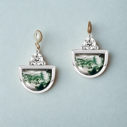 925 Silver 5*7mm Natural Moss Agate Stud Earrings