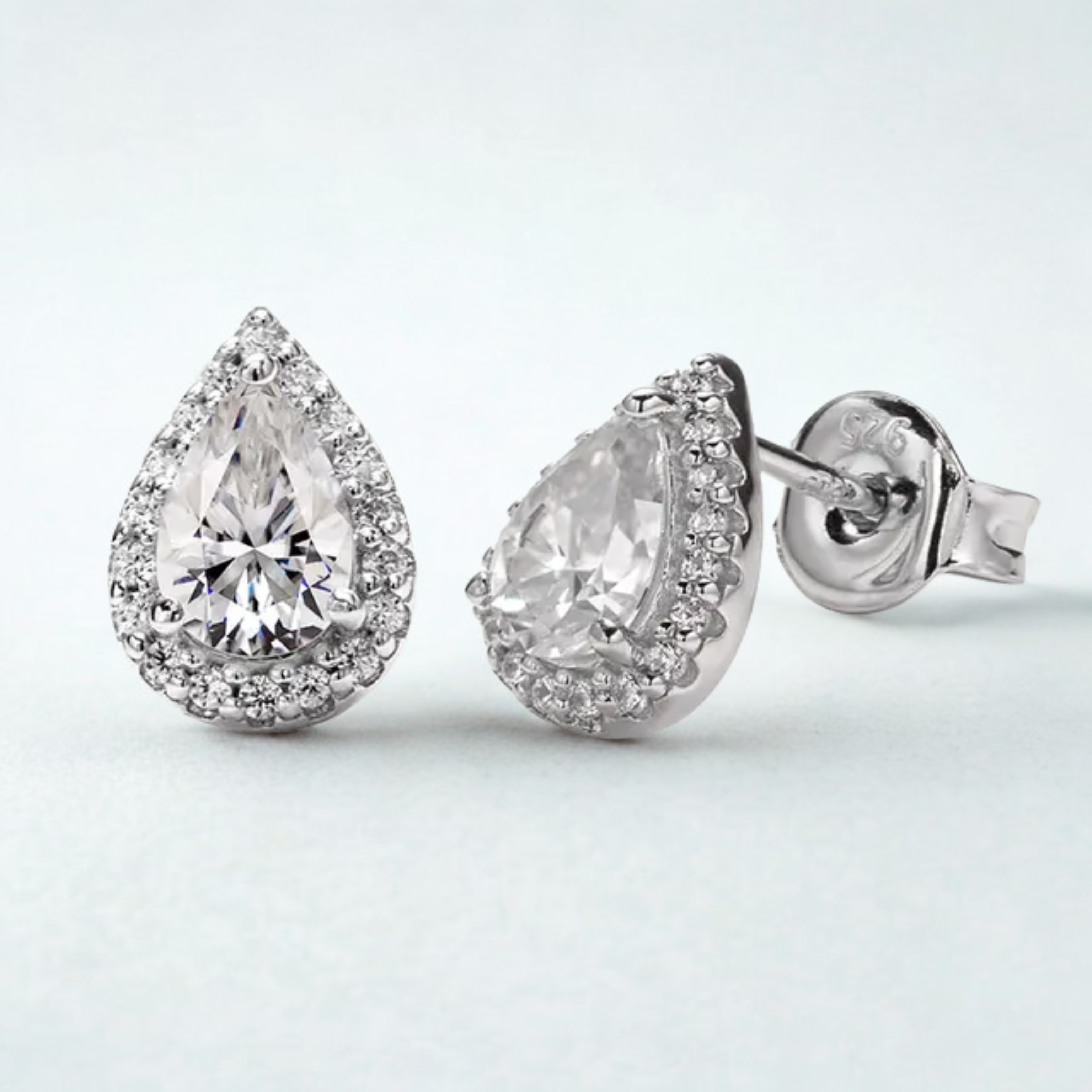 925 Silver 5MM 0.5CT Moissanite Diamond Pear Earrings